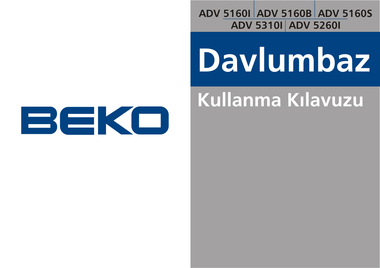 Beko ADV 5160B, ADV 5160S, ADV 5310I, ADV5260I User manual