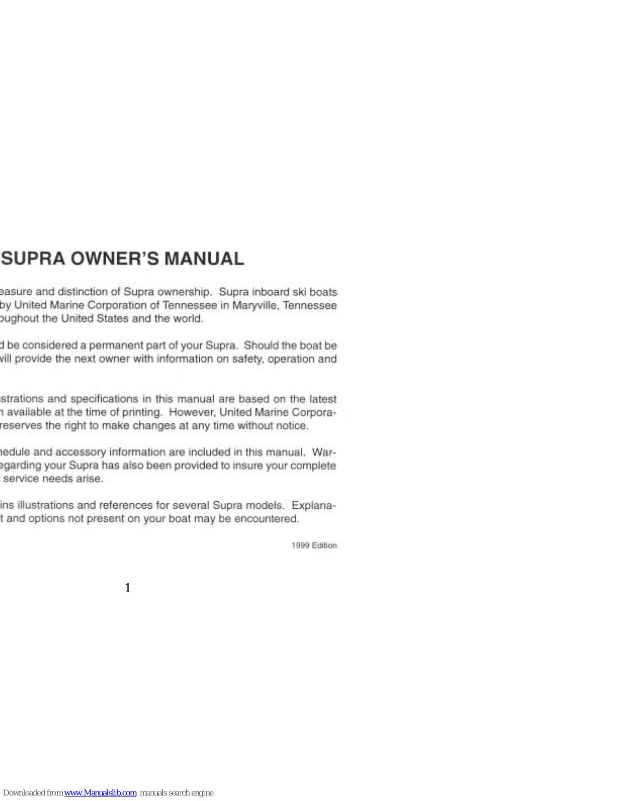 Supra Santera 1999 Owner's Manual