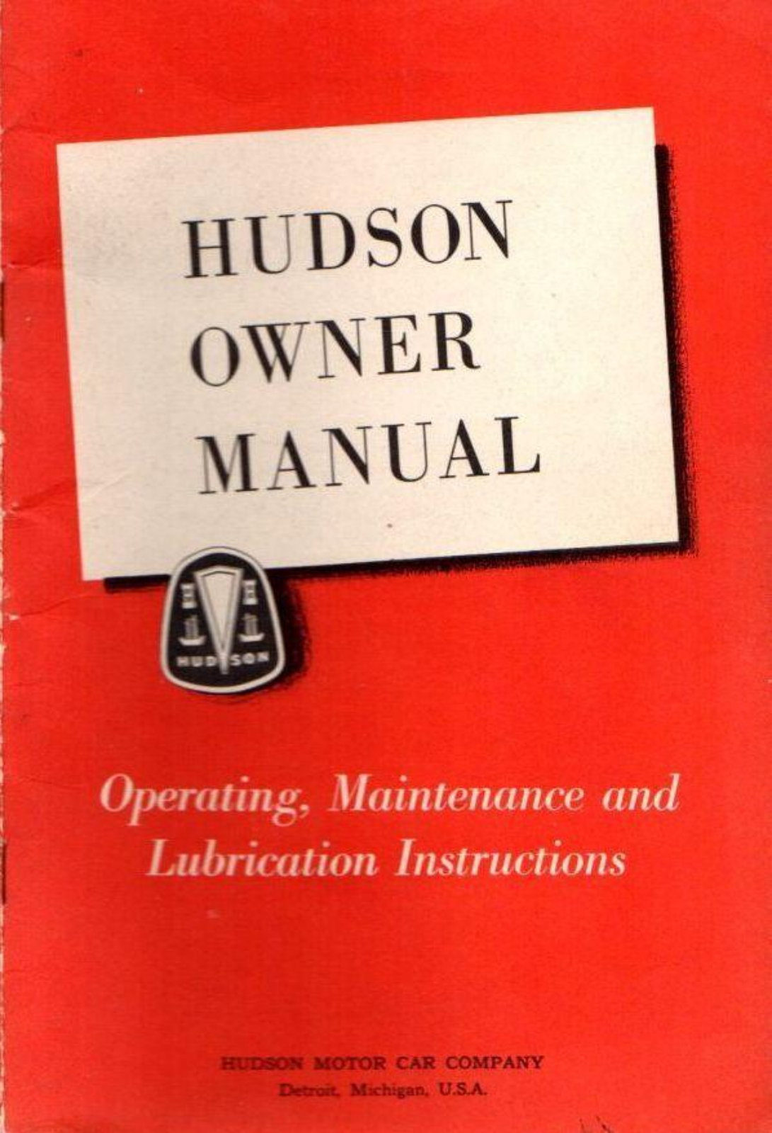 Hudson 1952 Operating Instructions