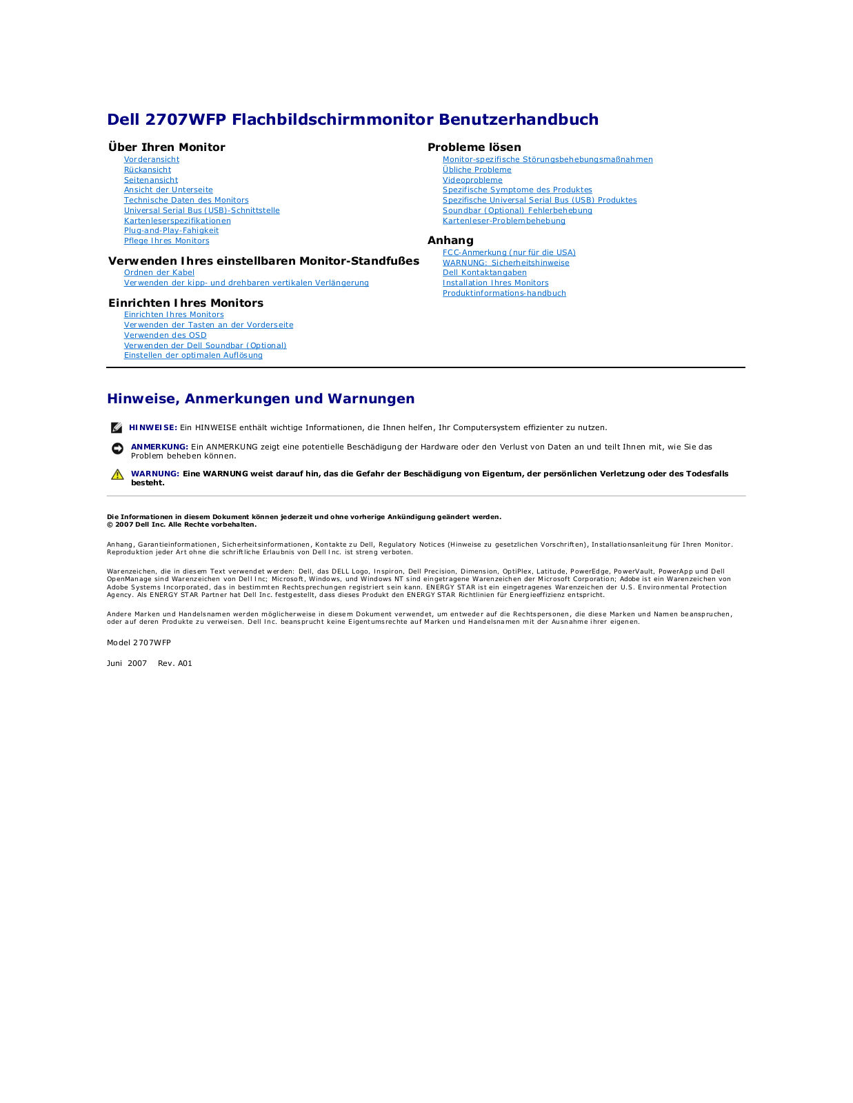 Dell 2707WFP User Manual