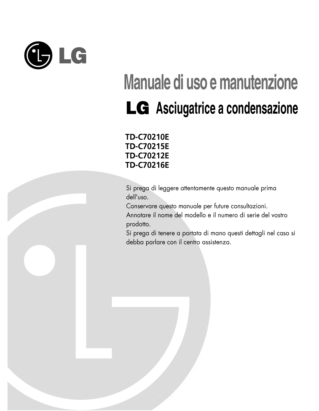 Lg TD-C70210E, TD-C70215E, TD-C70212E, TD-C70216E User Manual