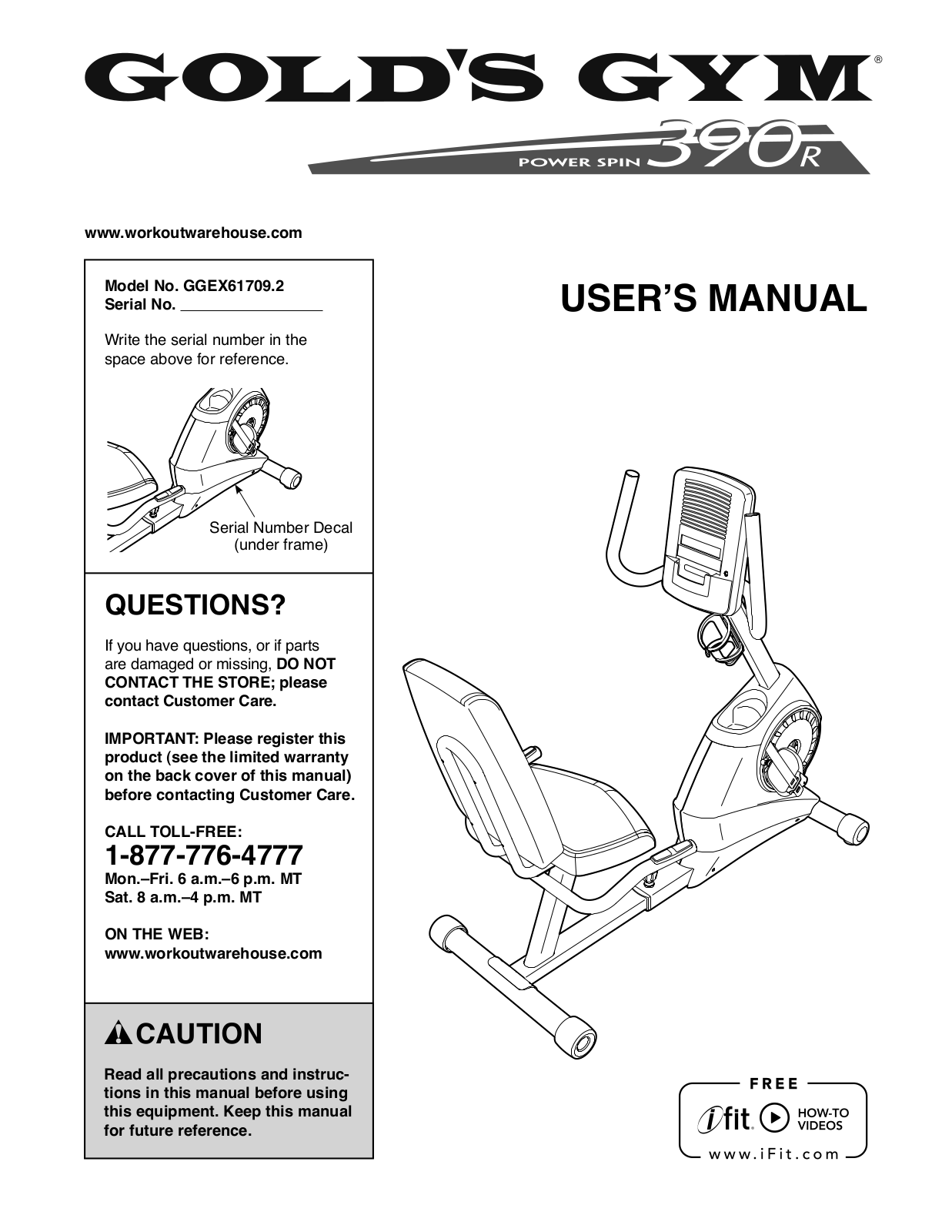 Gold's Gym GGEX617092 Owner's Manual