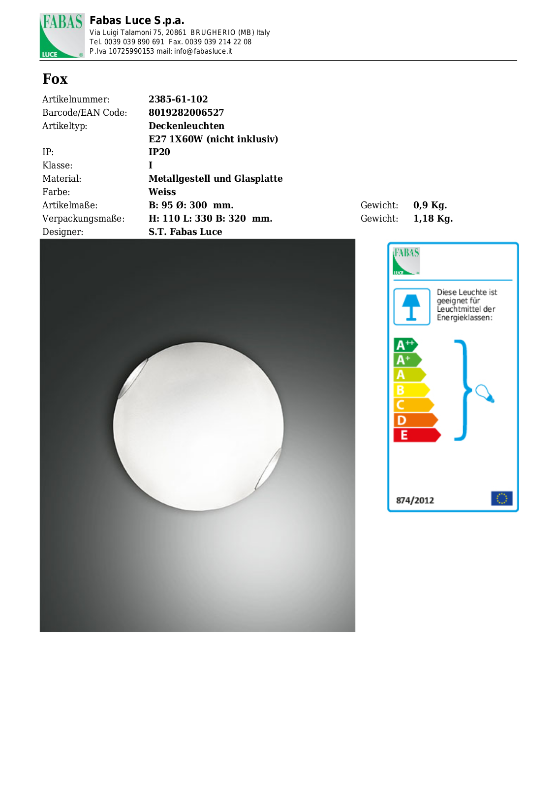 Fabas Luce 2385-61-102 User Manual