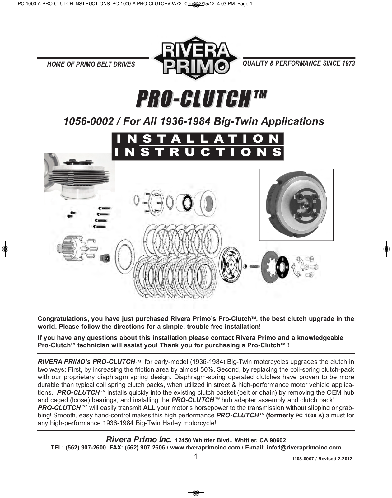 Rivera Primo 1056-0002 User Manual