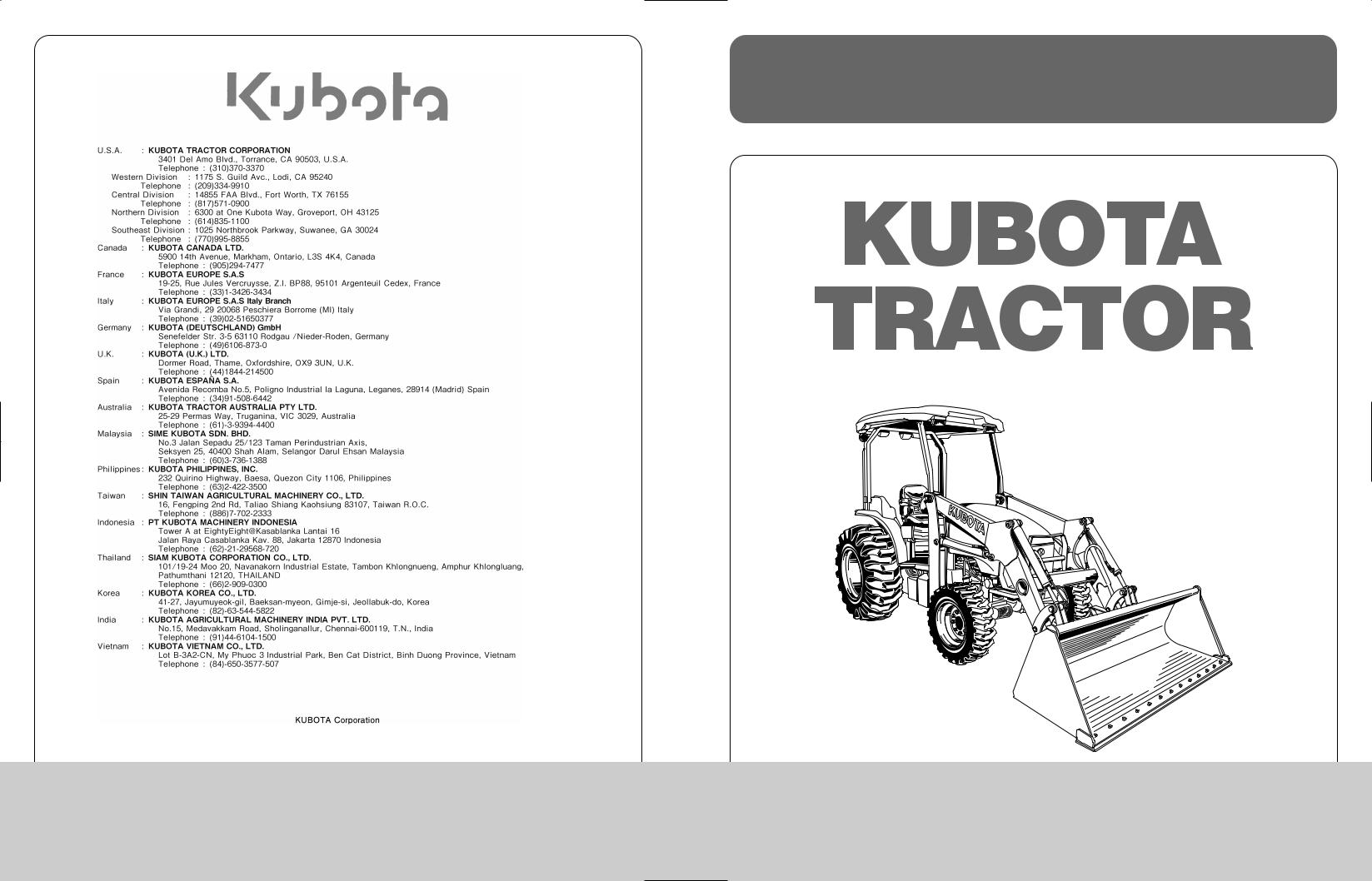 Kubota L47TL, M62TL Operators Manual