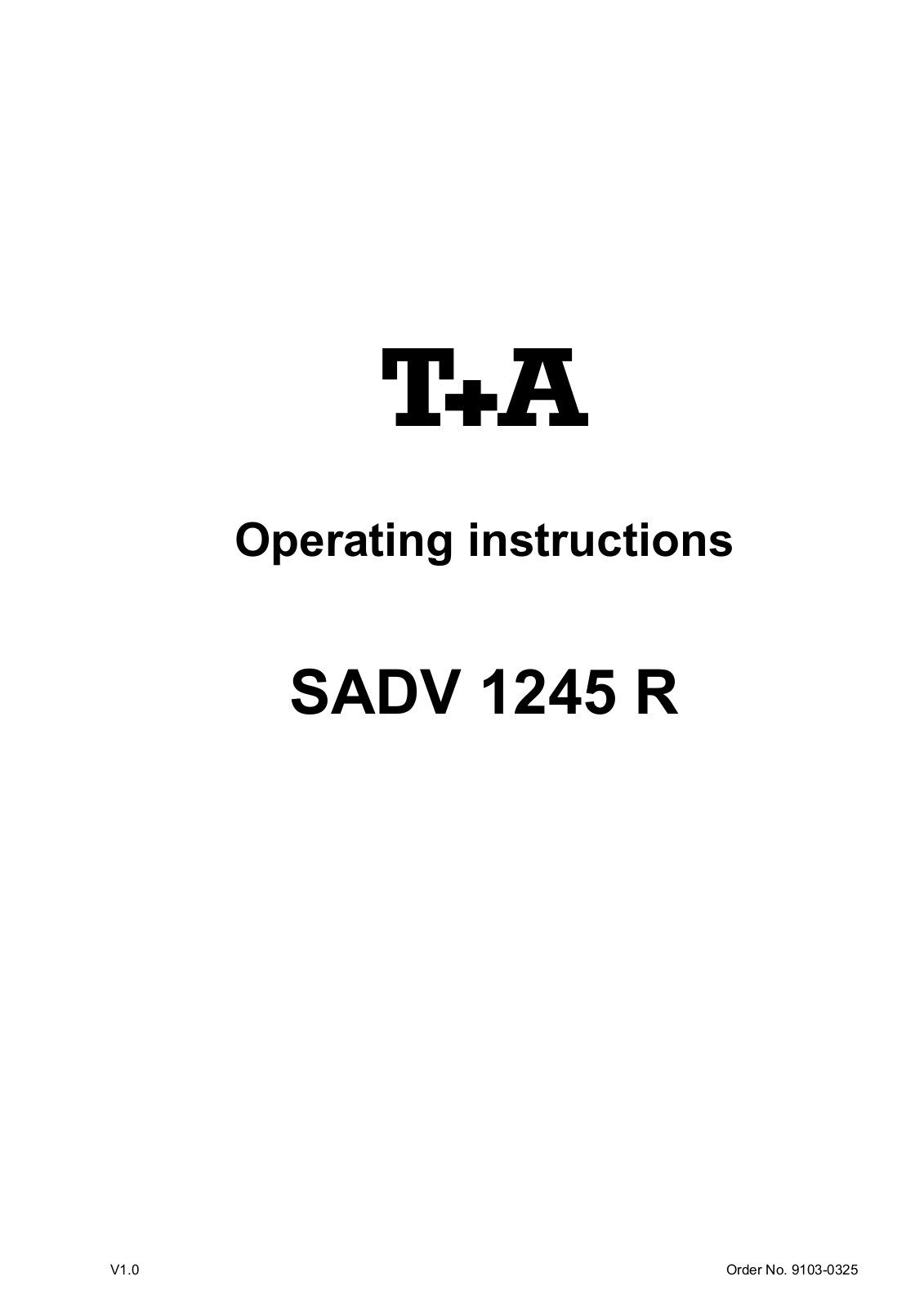 T+A Elektroakustik SADV 1245 R User Manual