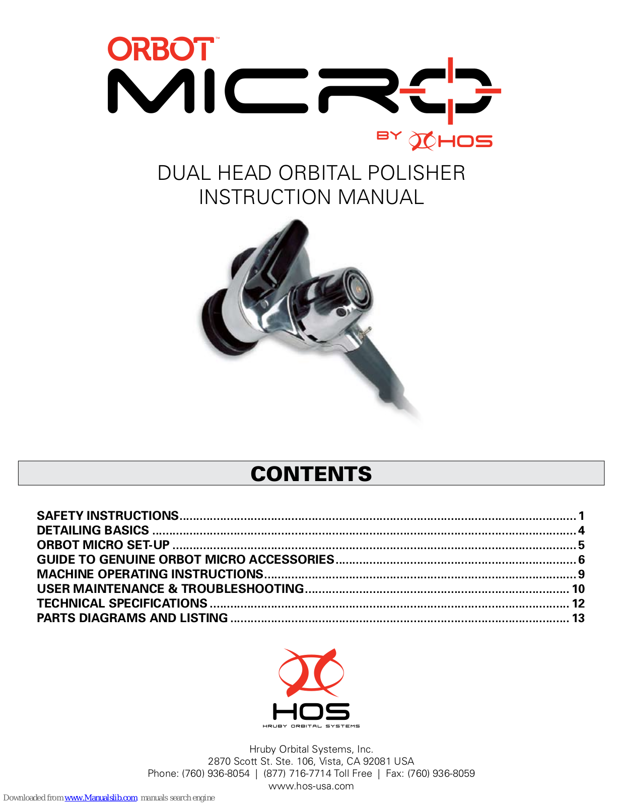 HOS ORBOT MICRO Instruction Manual - ManualMachine.com