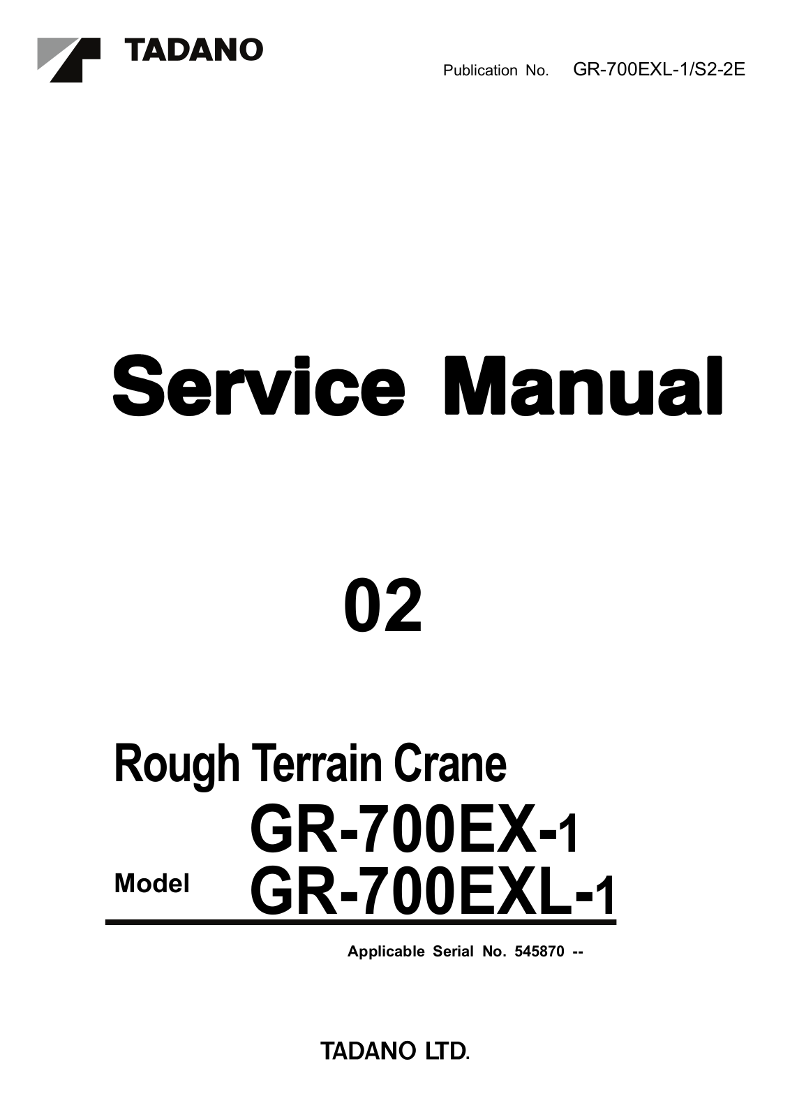Tadano GR-700EX-1, GR-700EXL-1 Service Manual