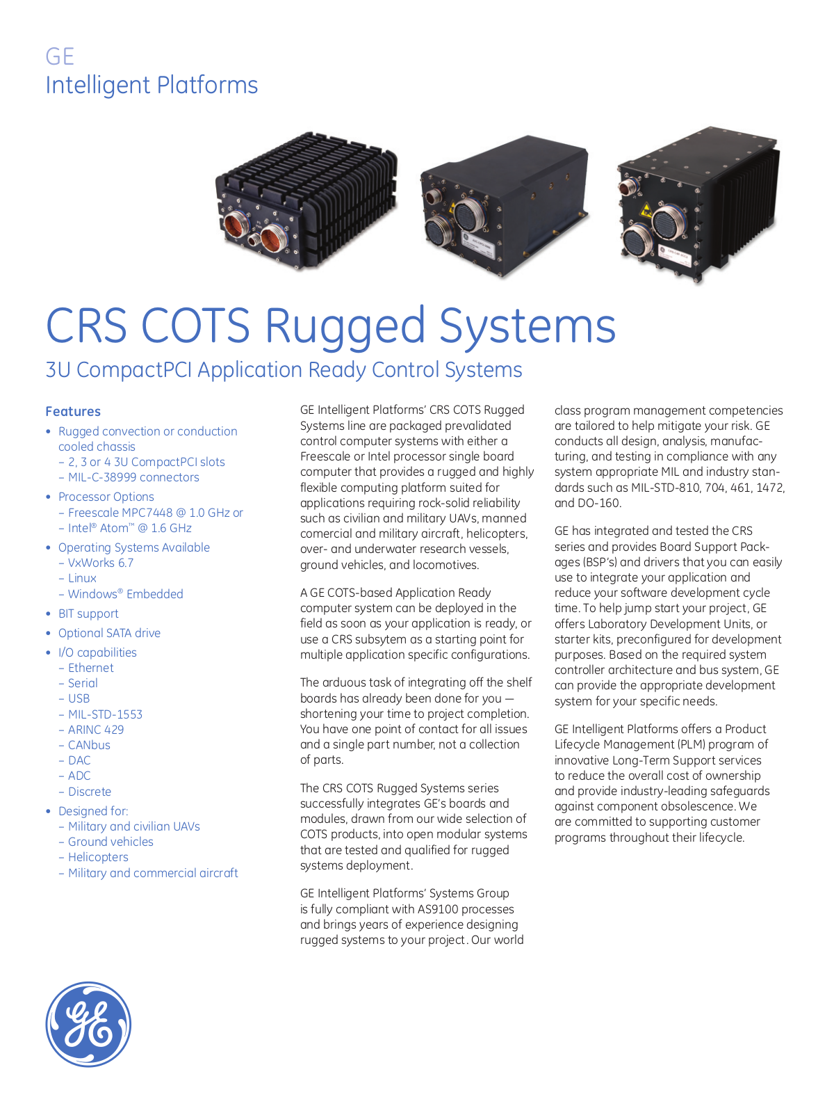 GE CRS-C2I-3CC1 COTS, CRS-C3I-3CB1 COTS, CRS-C2P-3CC1 COTS, CRS-C4I-3CC2 Data Sheet