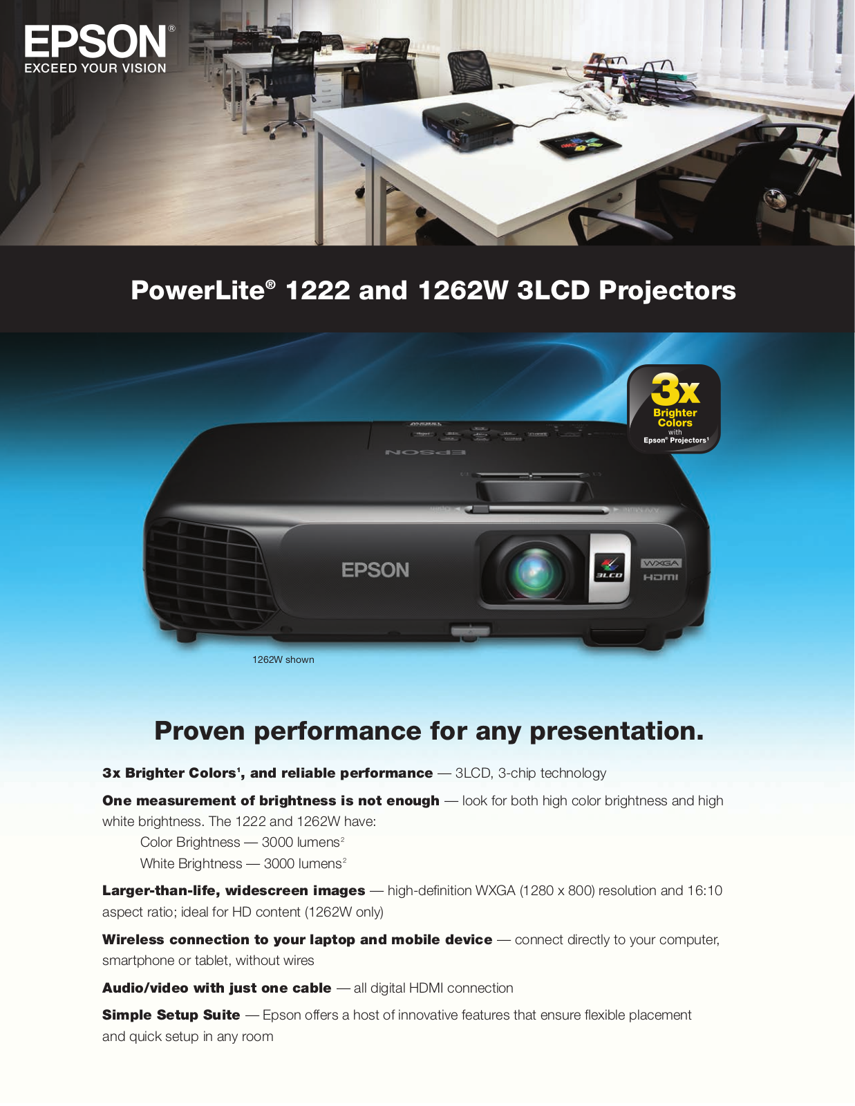 Epson 1222, 1262W Product Sheet