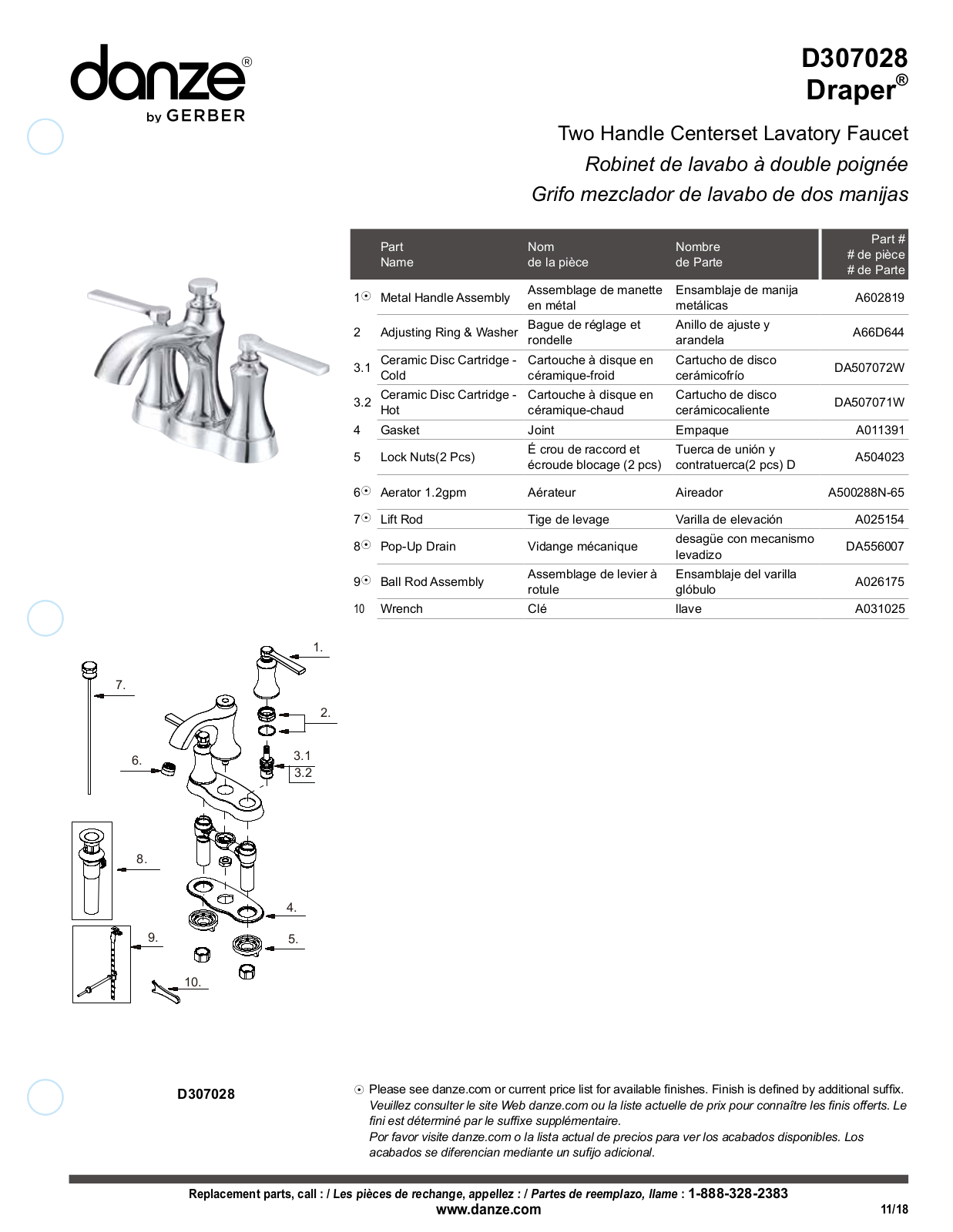 Gerber D307028BN, D307028 Part List