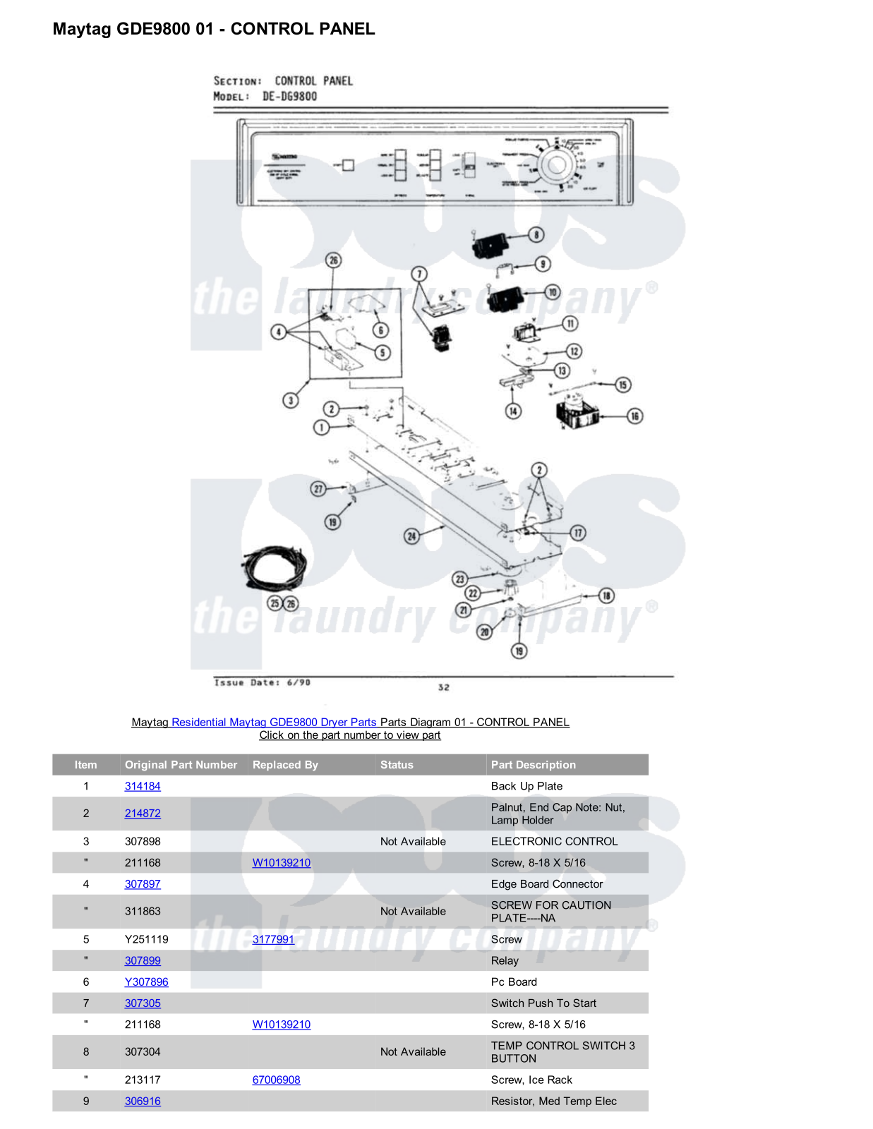 Maytag GDE9800 Parts Diagram