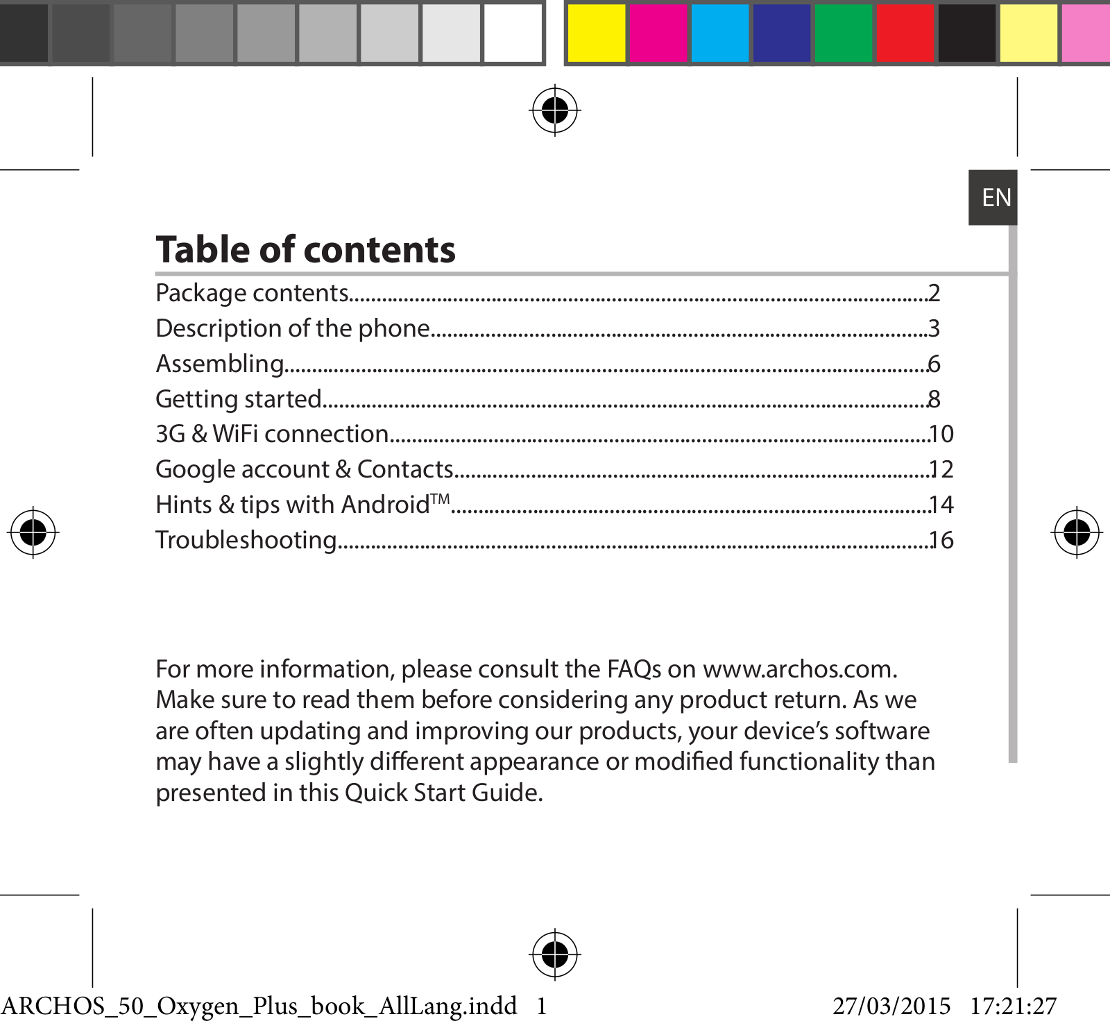 Archos 50 Oxygen Plus Instruction Manual