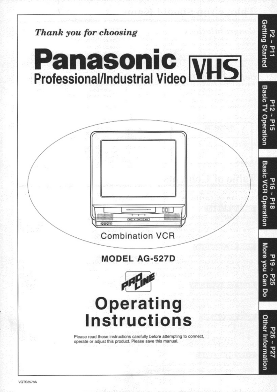 Panasonic AG-527 User Manual