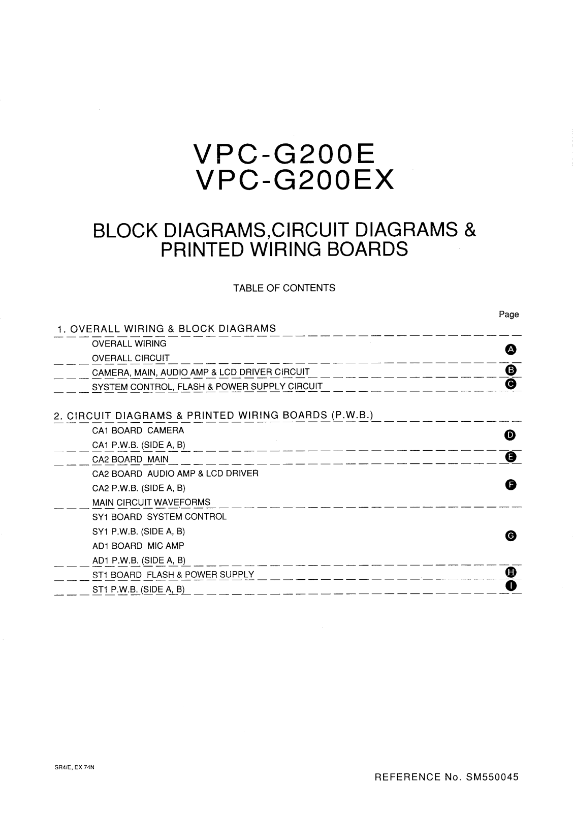 SANYO VPC-G200EX, VPC-G200E BLOCK DIAGRAMS