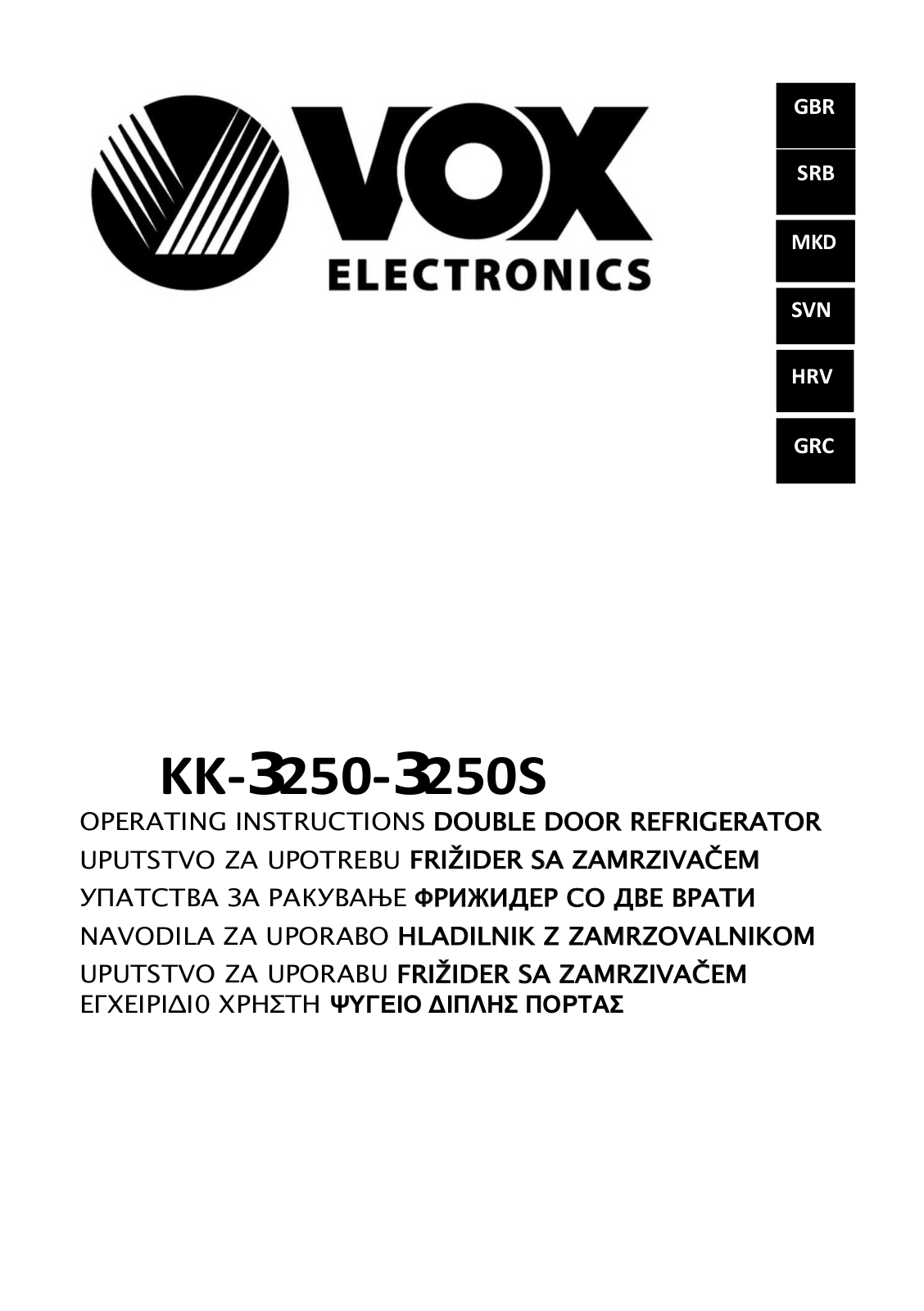 VOX electronics KK-3250, KK-3250S Operating Instructions Manual