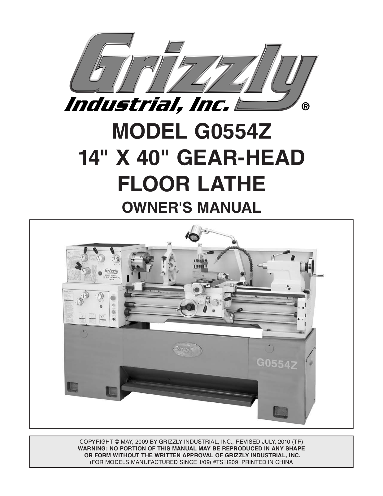 Grizzly G0554Z User Manual