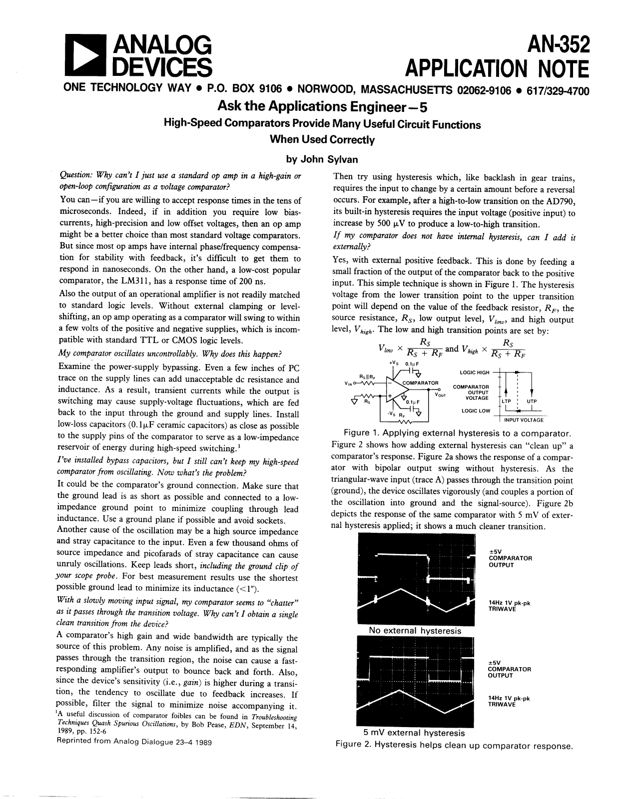 Analog Devices AN352 Application Notes