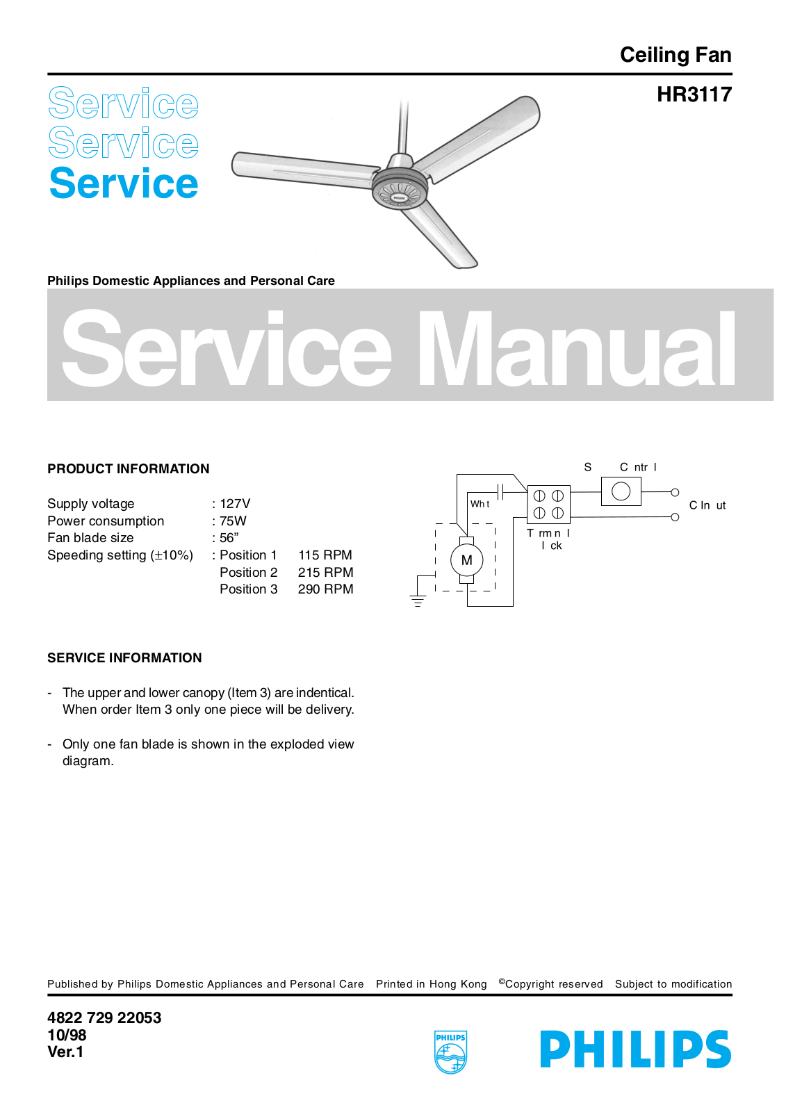 Philips HR3117 Service Manual