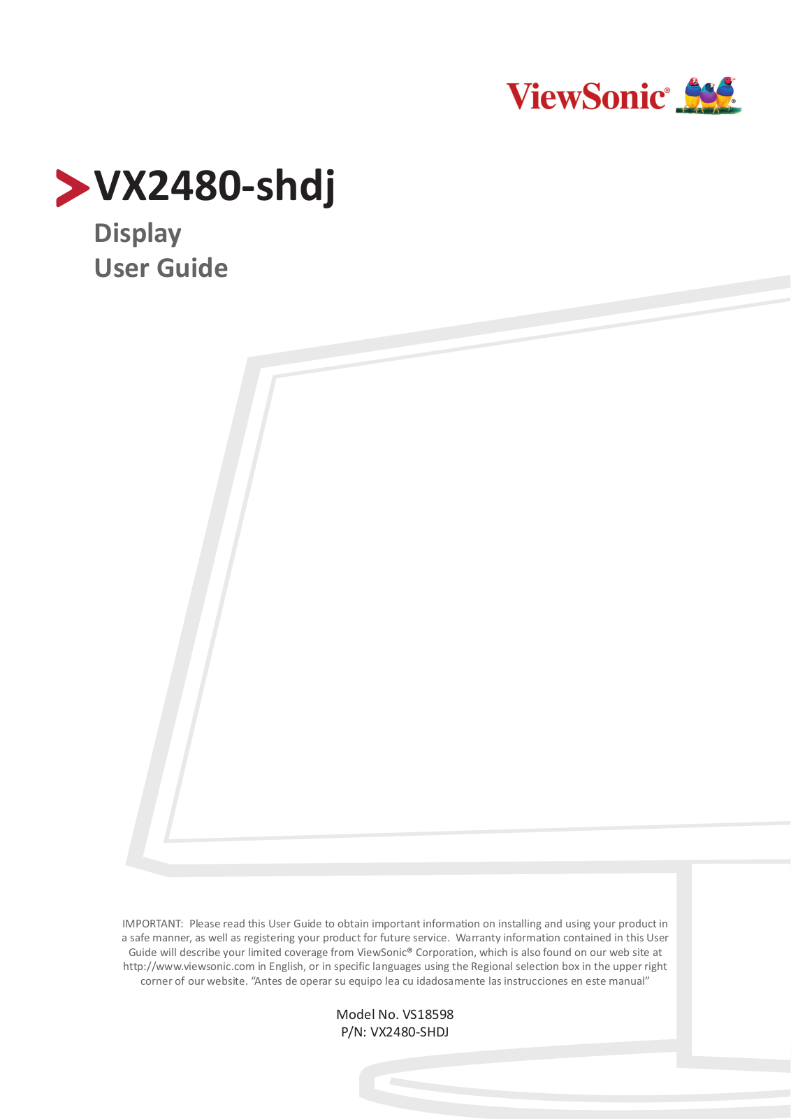 ViewSonic VX2480-shdj, VS18598 User Manual