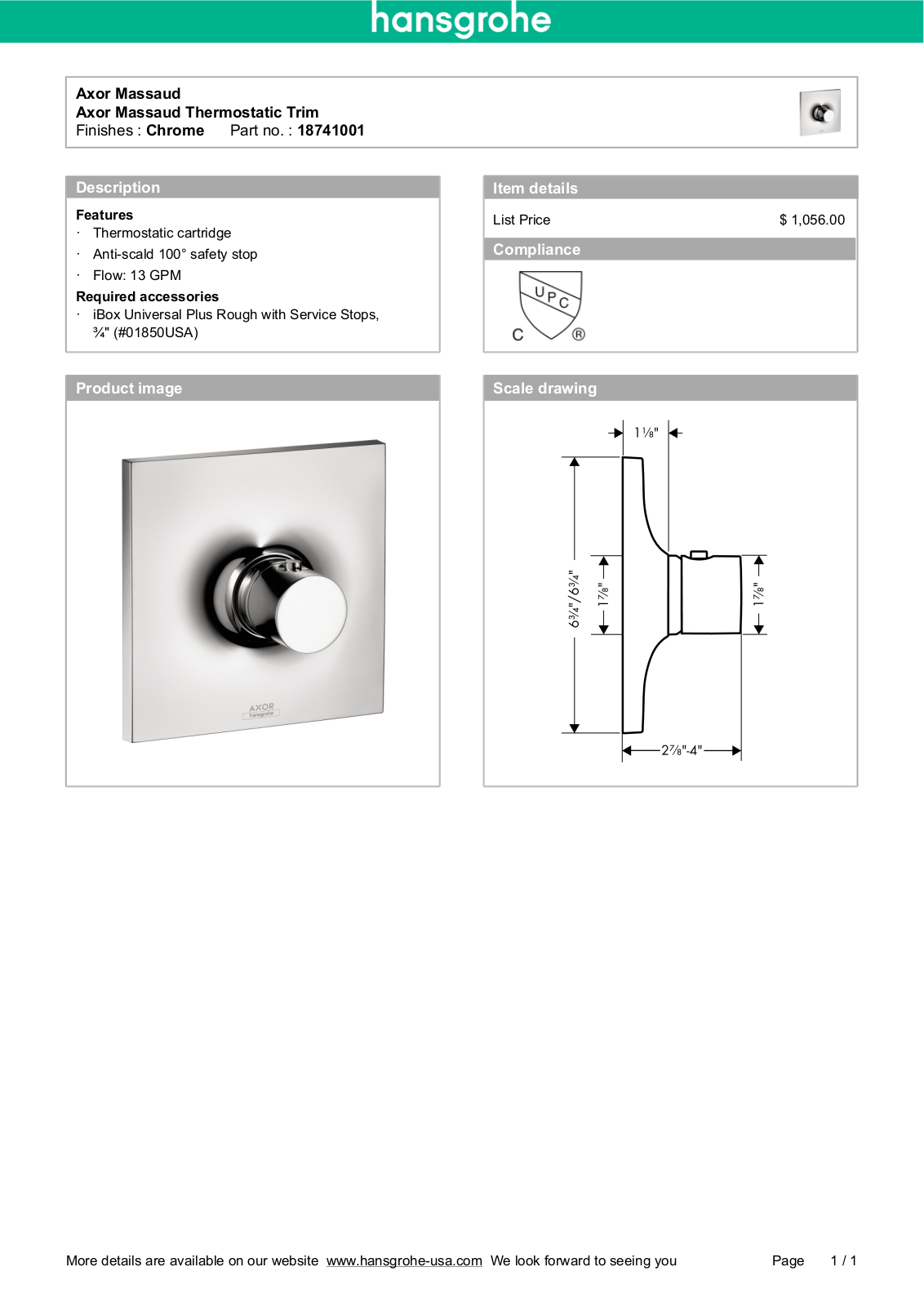 Axor HAN3087 Specifications - ManualMachine.com