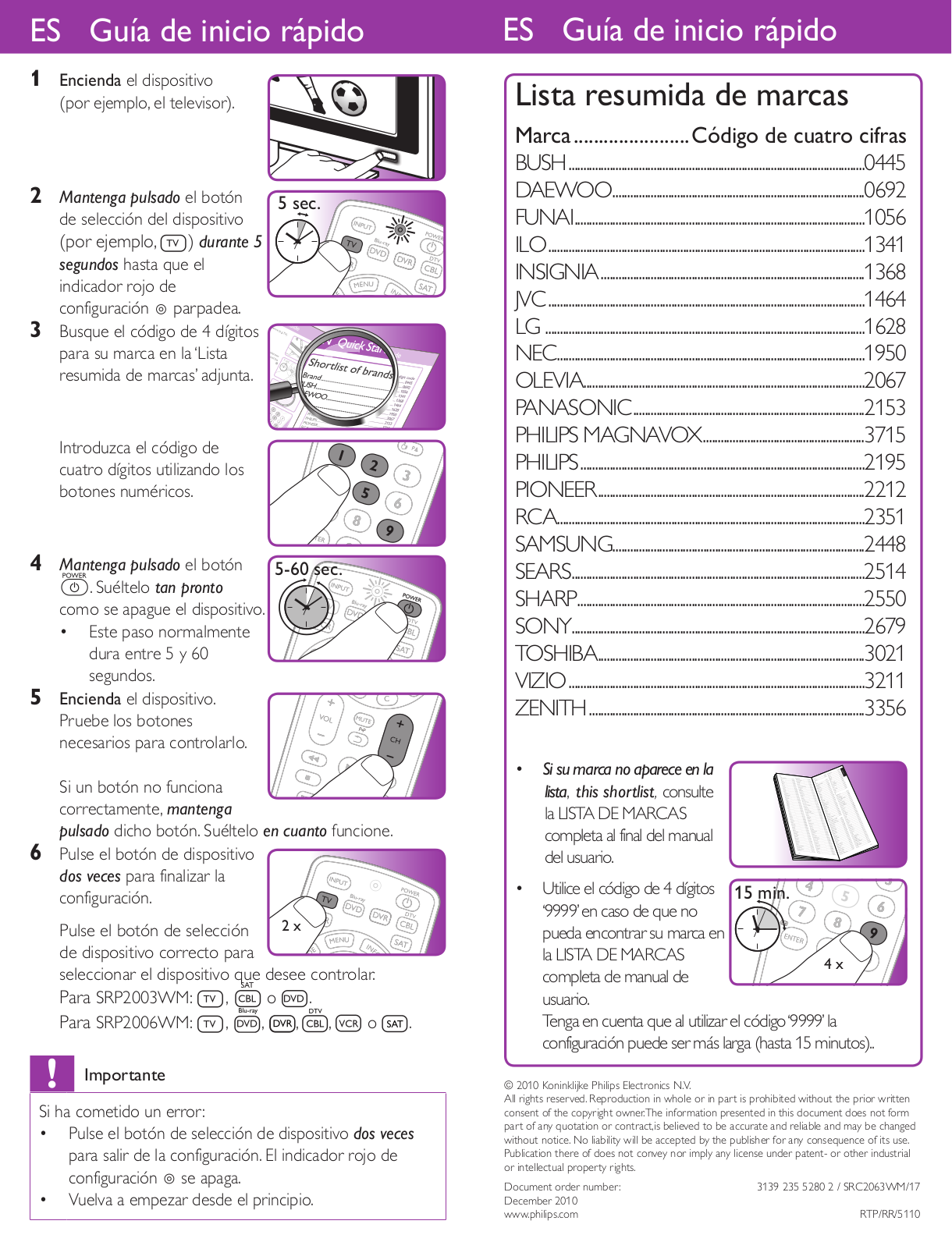 Philips SRC2063WM/17 Quick Start Guide