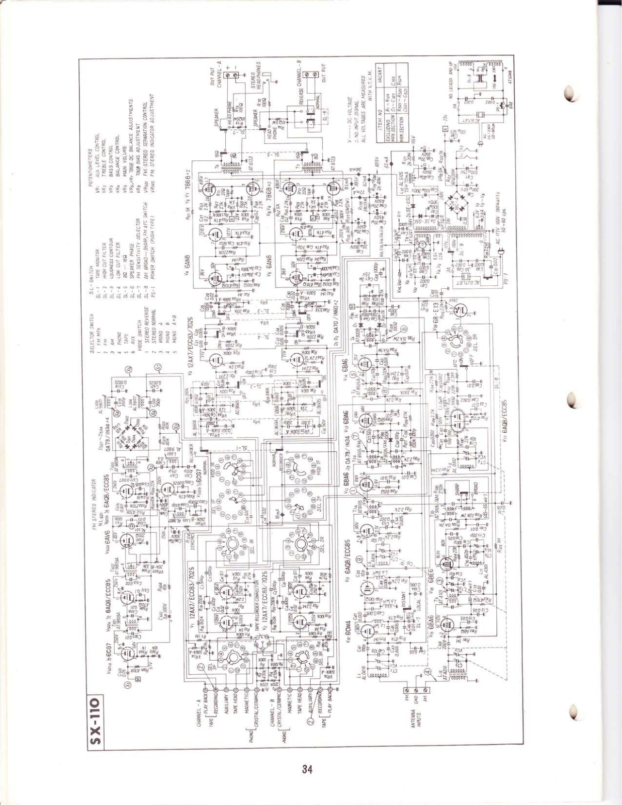 Pioneer SX-110 Schematic