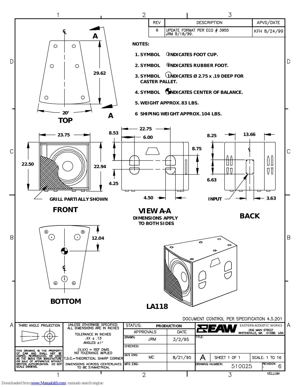 EAW LA118 Dimensions