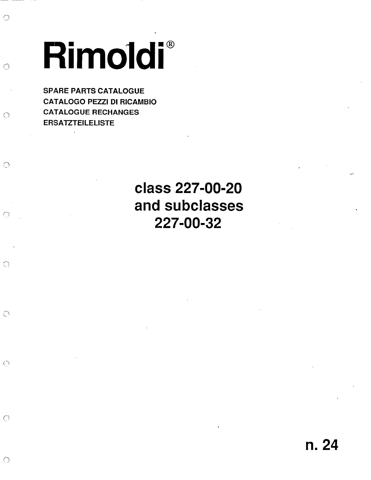 Rimoldi 227-00-20, 227-00-32 Parts List