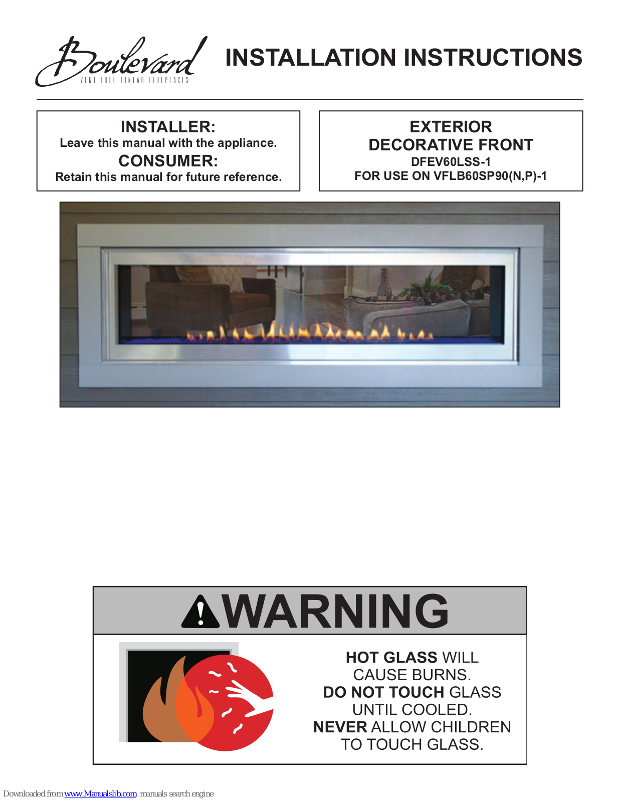 Boulevard DFEV60LSS-1 Installation Instruction Manual