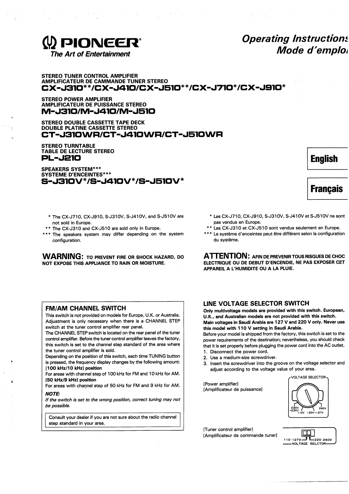 PIONEER CX-J410, CX-J910 User Manual