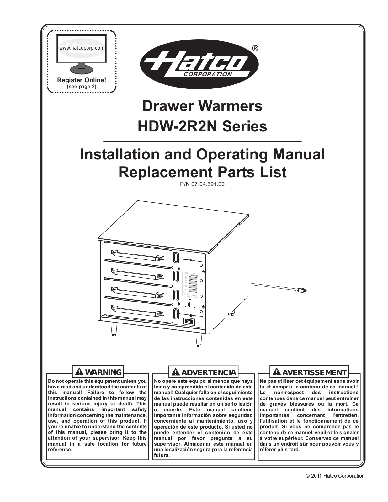 Hatco HDW-2R2N Installation Manual