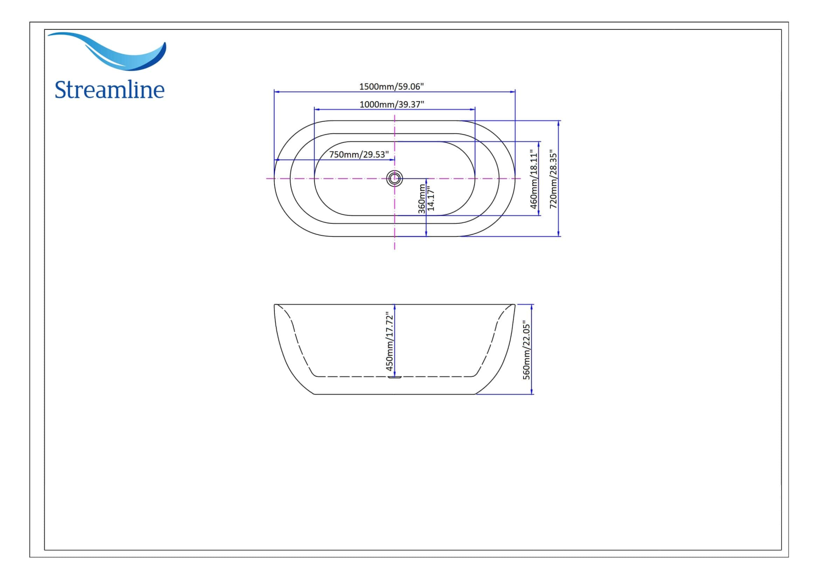 Streamline Bath SLBH6206 Dimensions - ManualMachine.com