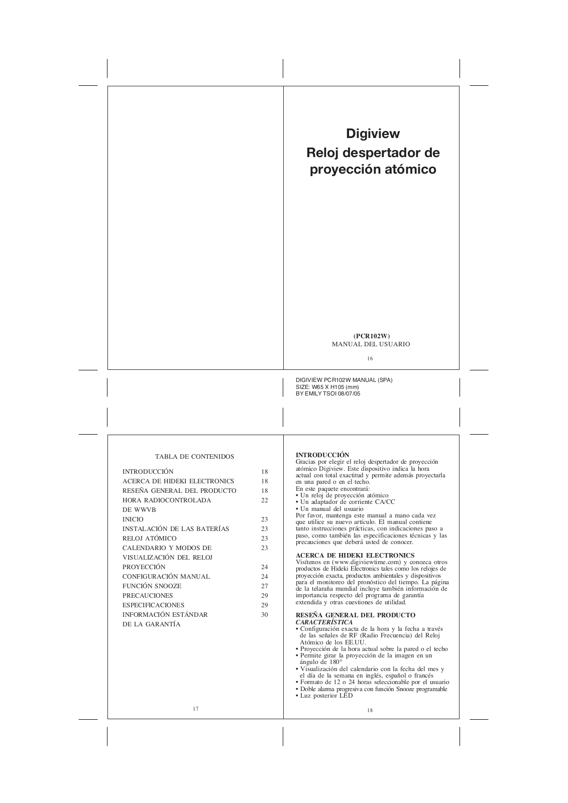 Digiview PCR102W User Manual