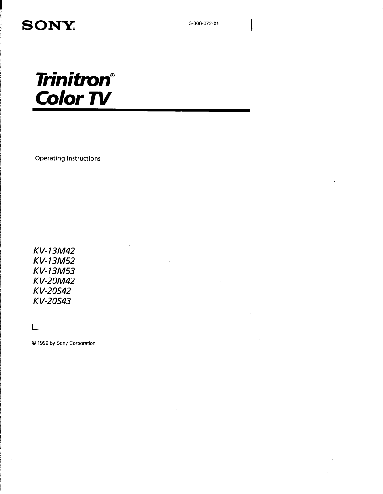 Sony KV-13M42, KV-13M53, KV-20M42 Operating Instruction