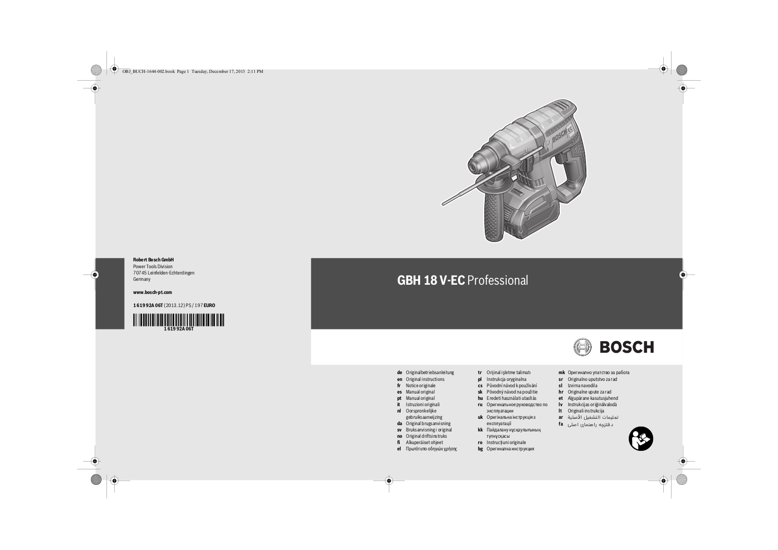 Bosch GBH 18 V-EC Professional User guide