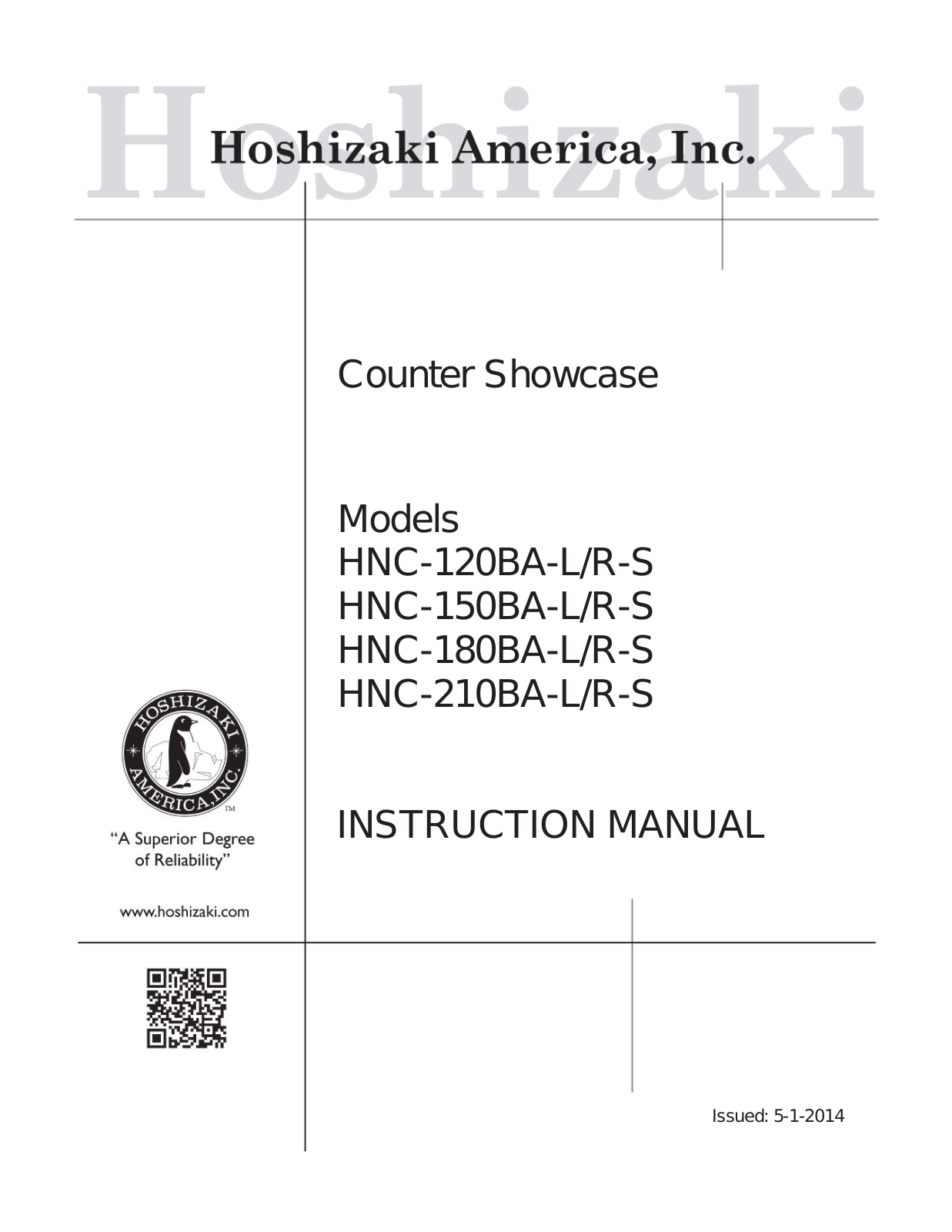 Hoshizaki HNC-180BA-R-S Operator’s Manual