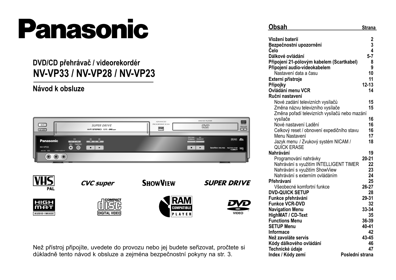 Panasonic NV-VP23, NV-VP28, NV-VP33 User Manual