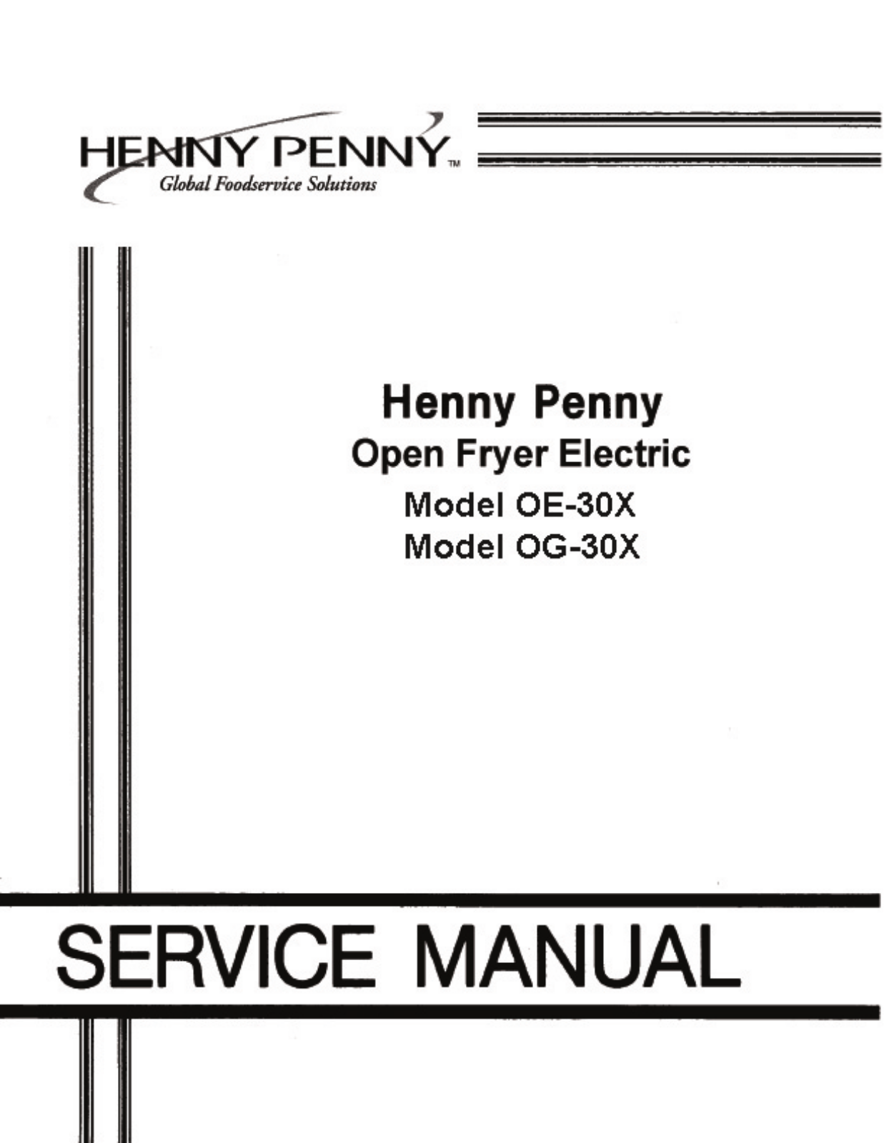 Henny Penny OE-30X, OG-30X Service Manual