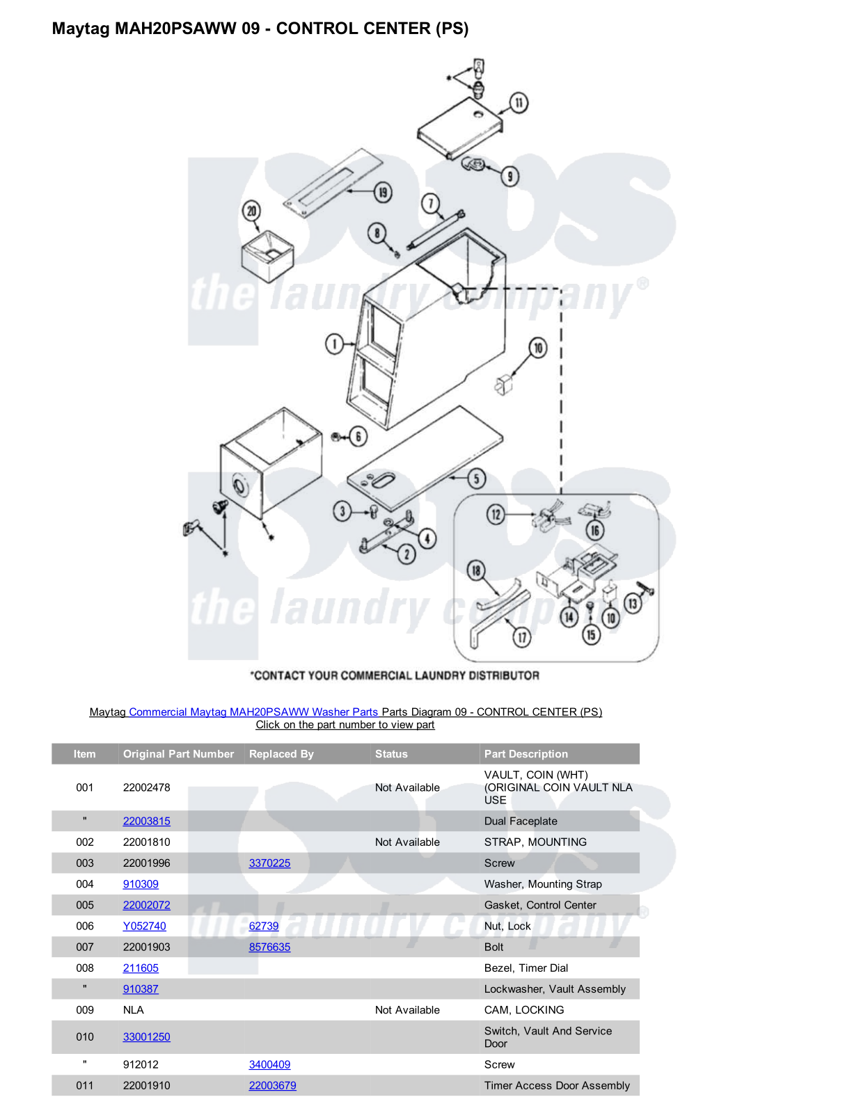 Maytag MAH20PSAWW Parts Diagram