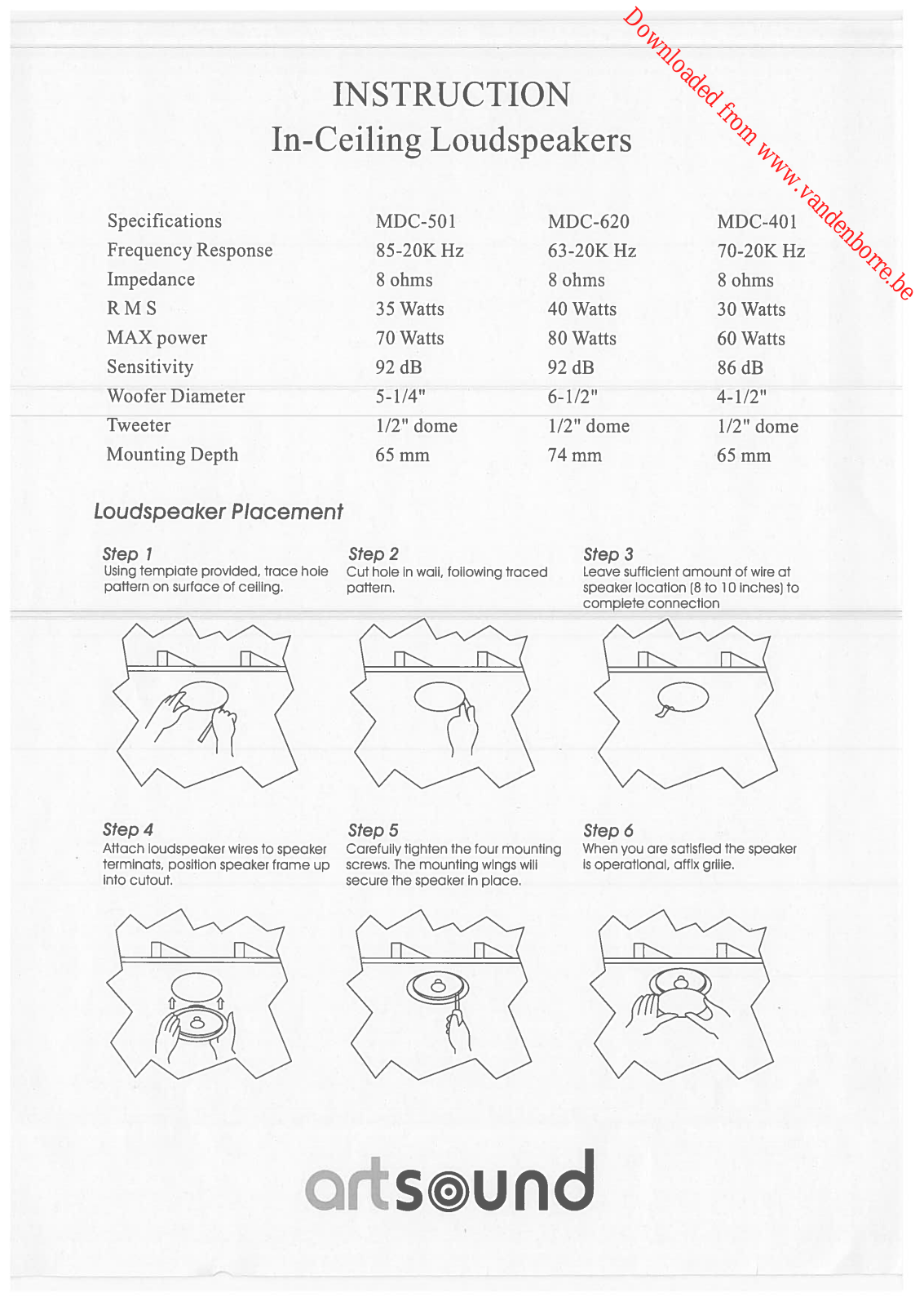 ARTSOUND MDC620, MDC601, MDC401 User Manual