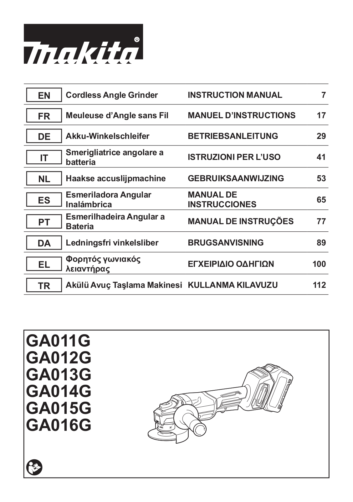 Makita GA013GZ User Manual