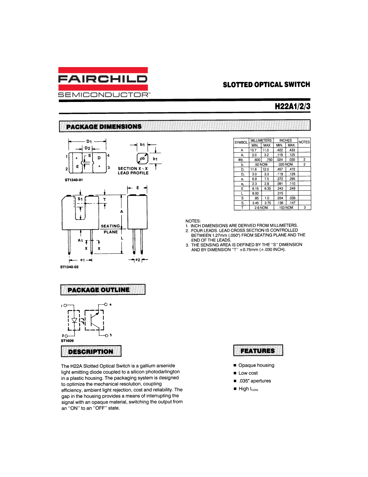 Fairchild Semiconductor H22A2, H22A1, H22A3 Datasheet