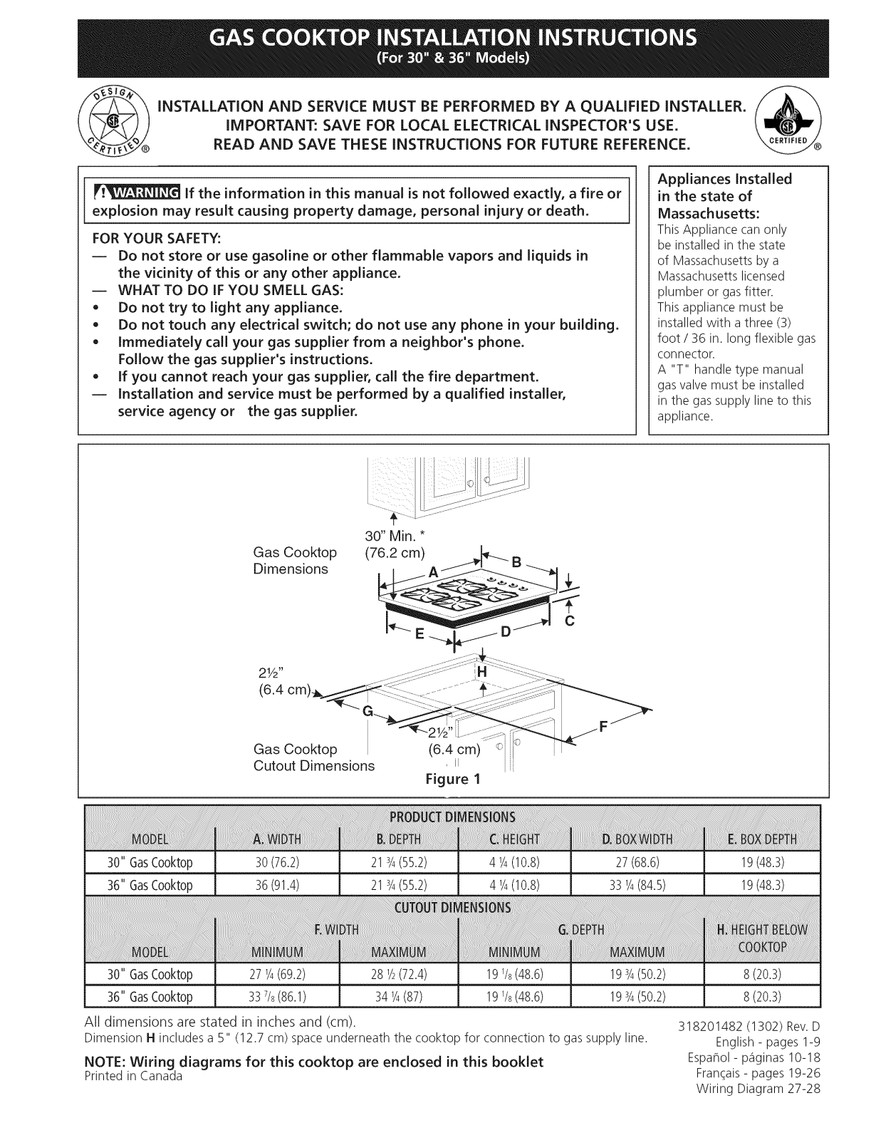 Frigidaire FGGC3665KBC, FFGC3025LBA, FFGC3025LBB, FFGC3025LBC, FFGC3025LSA Installation Guide - ManualMachine.com