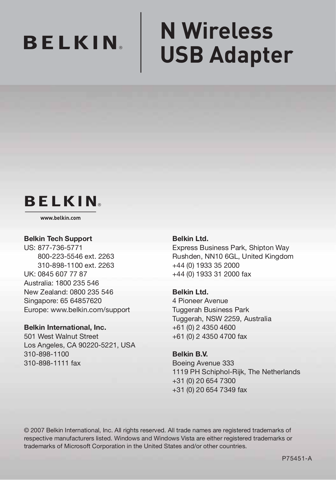 Belkin F5D8053D Users Manual