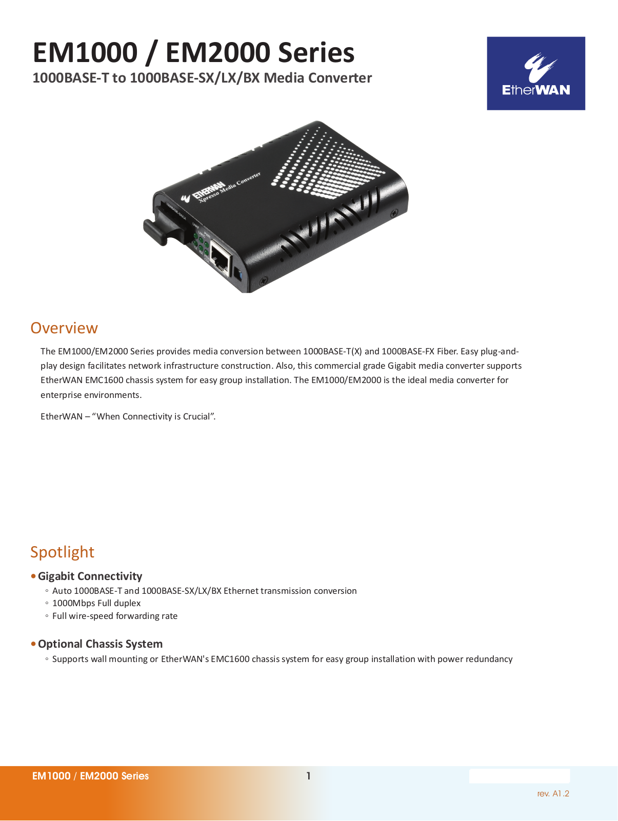 EtherWan EM1000 Series, EM2000 Series Data Sheet