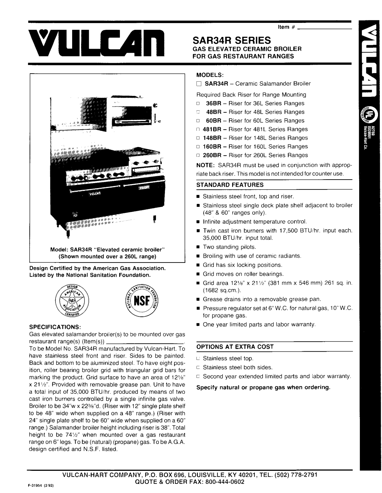 Vulcan SAR34R User Manual