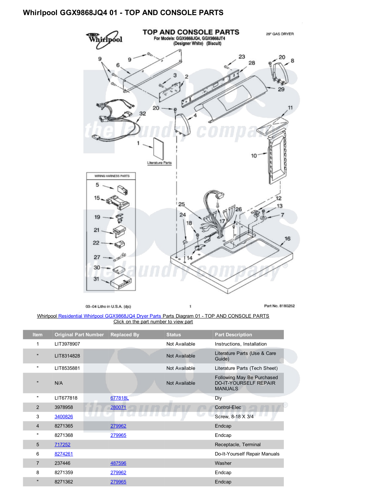 Whirlpool GGX9868JQ4 Parts Diagram