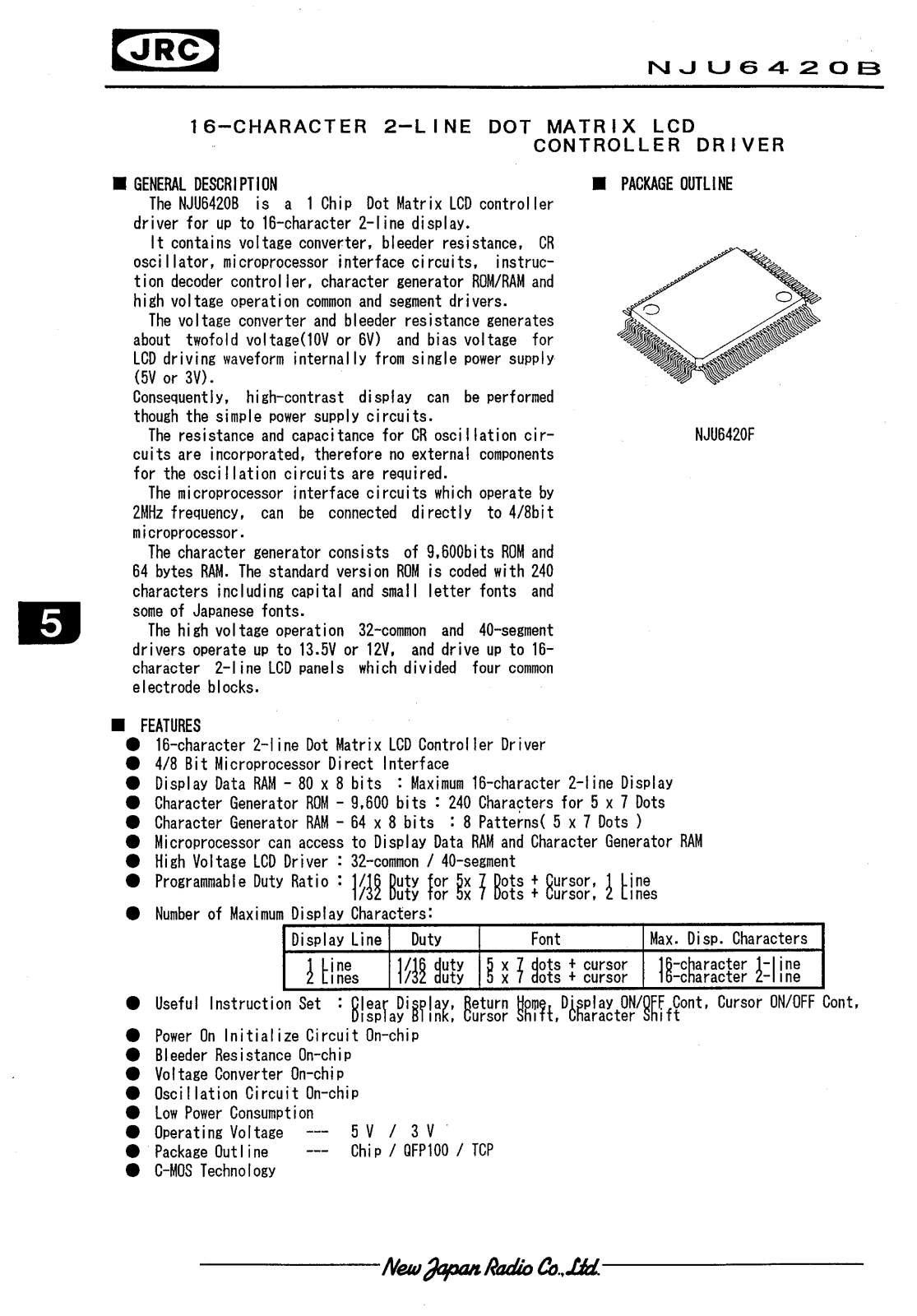 JRC NJU6420BF Datasheet