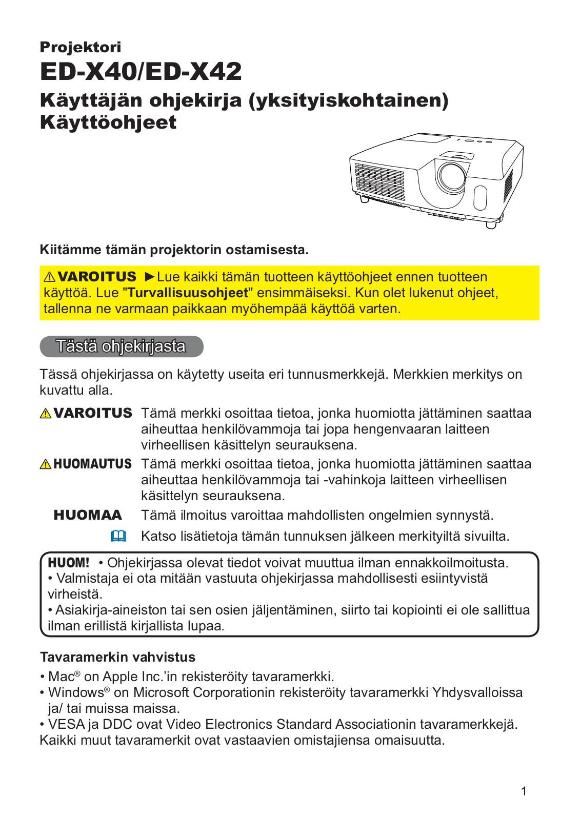 Hitachi ED-X40, ED-X42 User Manual